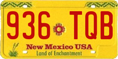 NM license plate 936TQB