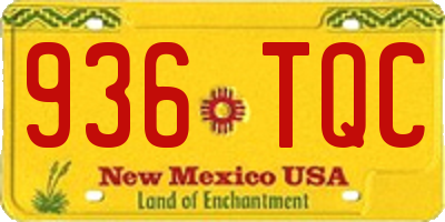 NM license plate 936TQC