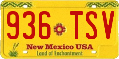 NM license plate 936TSV