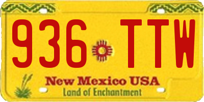 NM license plate 936TTW