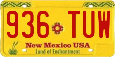 NM license plate 936TUW