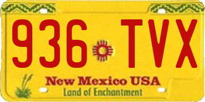 NM license plate 936TVX