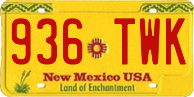 NM license plate 936TWK