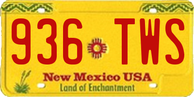 NM license plate 936TWS