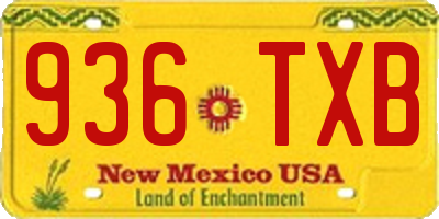 NM license plate 936TXB