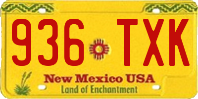 NM license plate 936TXK