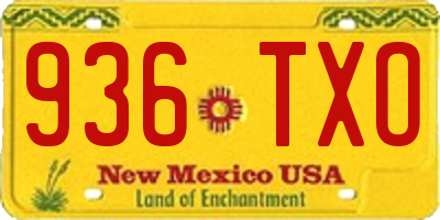 NM license plate 936TXO
