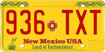 NM license plate 936TXT