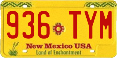 NM license plate 936TYM