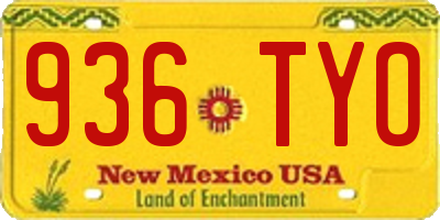 NM license plate 936TYO