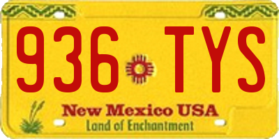 NM license plate 936TYS