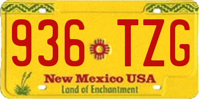 NM license plate 936TZG