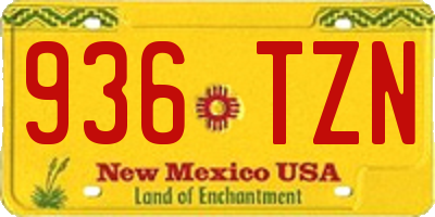 NM license plate 936TZN