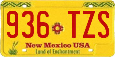 NM license plate 936TZS