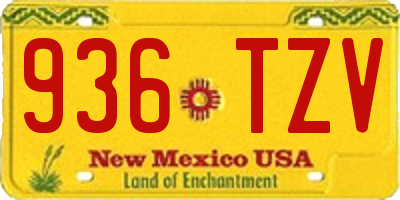 NM license plate 936TZV
