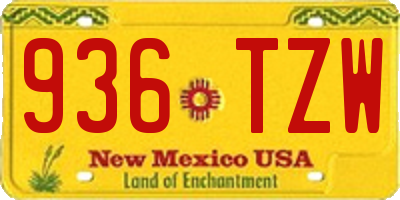 NM license plate 936TZW