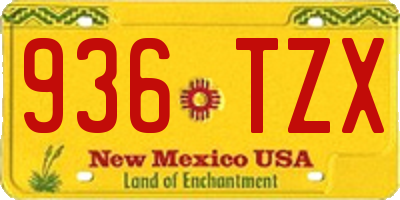 NM license plate 936TZX