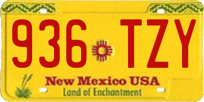 NM license plate 936TZY