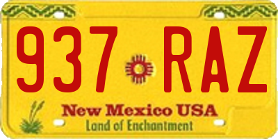 NM license plate 937RAZ