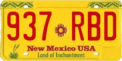 NM license plate 937RBD
