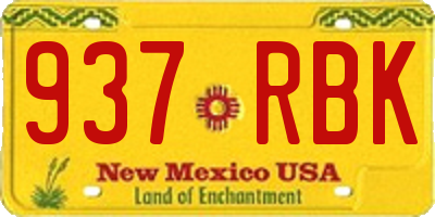 NM license plate 937RBK