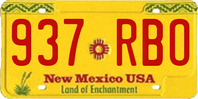 NM license plate 937RBO