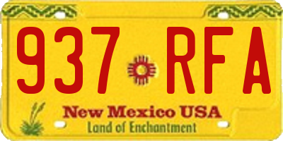 NM license plate 937RFA