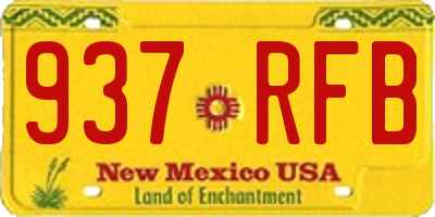 NM license plate 937RFB