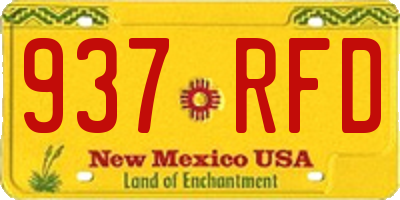 NM license plate 937RFD