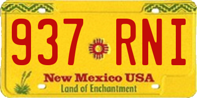 NM license plate 937RNI