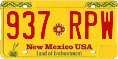 NM license plate 937RPW