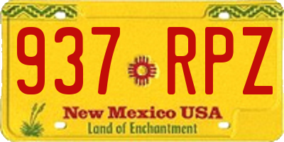 NM license plate 937RPZ