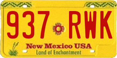 NM license plate 937RWK