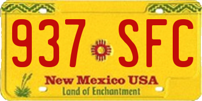 NM license plate 937SFC