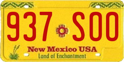 NM license plate 937SOO