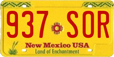 NM license plate 937SOR