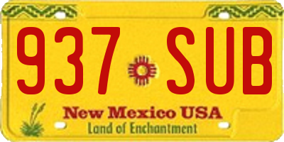 NM license plate 937SUB