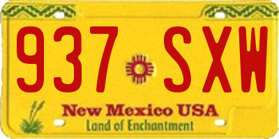 NM license plate 937SXW
