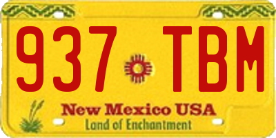NM license plate 937TBM