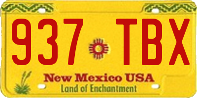 NM license plate 937TBX