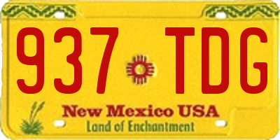 NM license plate 937TDG