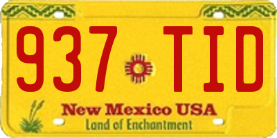 NM license plate 937TID