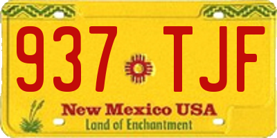 NM license plate 937TJF