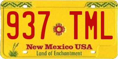 NM license plate 937TML