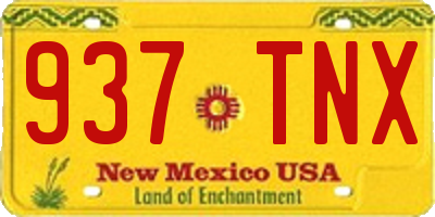 NM license plate 937TNX