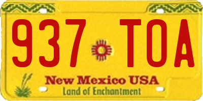NM license plate 937TOA