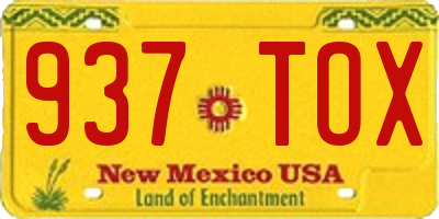 NM license plate 937TOX