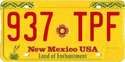 NM license plate 937TPF