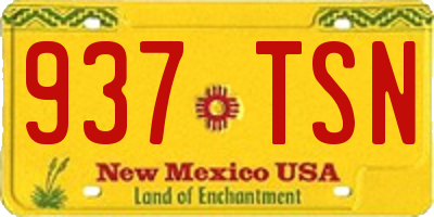 NM license plate 937TSN