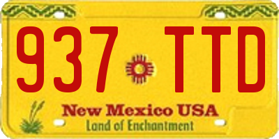 NM license plate 937TTD